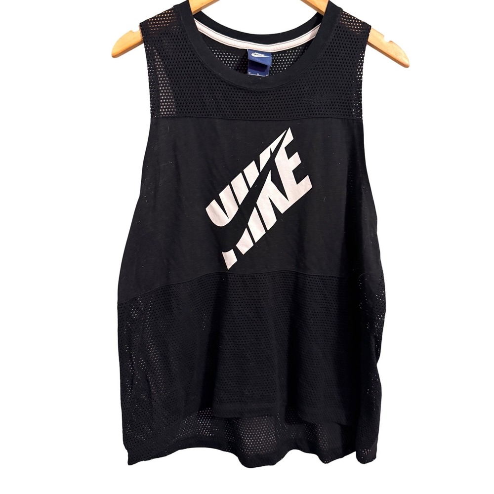 Nike Black Mesh Athletic Tank Top Sleeveless Athletic Workout Gym‎ Size M